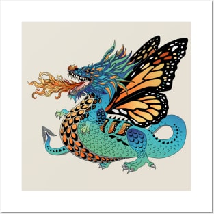 Monarch Butterfly Fire Breathing Dragon Posters and Art